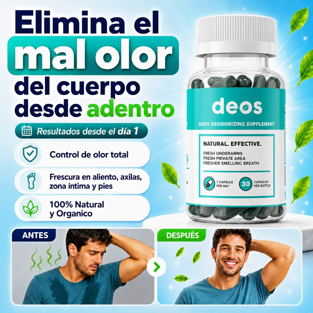 Suplemento Desodorante Natural DEOS™ | Elimina el mal olor corporal desde la raiz