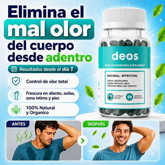 Suplemento Desodorante Natural DEOS™ | Elimina el mal olor corporal desde la raiz