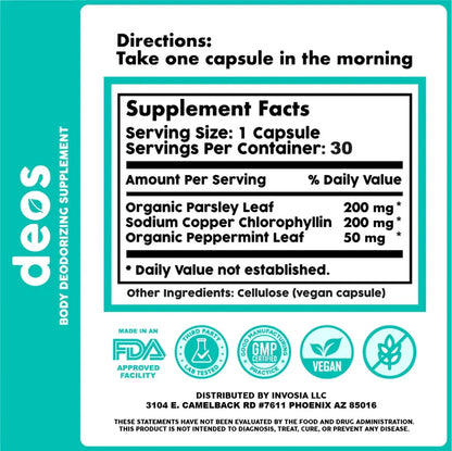 Suplemento Desodorante Natural DEOS™ | Elimina el mal olor corporal desde la raiz